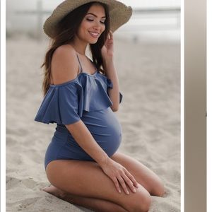 Pinkblush Periwinkle One Piece Ruffle Suit! EUC!